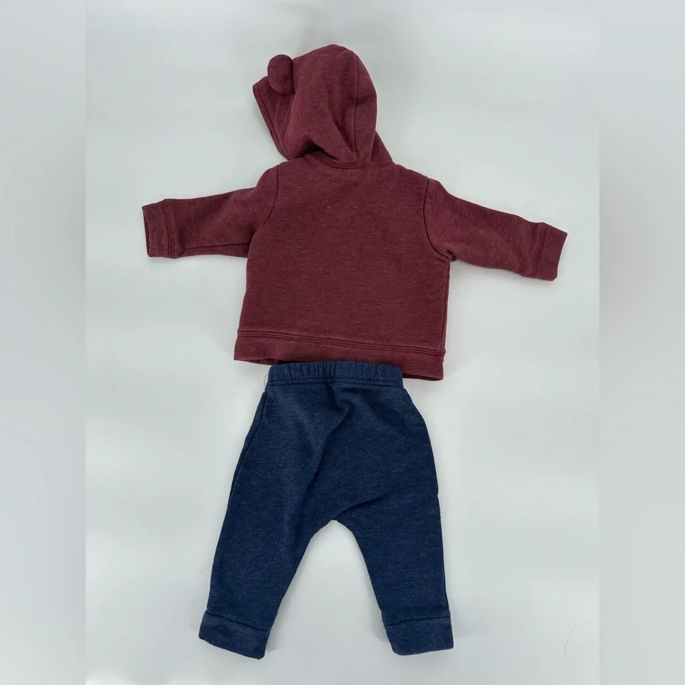 Old Navy Red Hoodie and Blue Pants Set 3-6 Months Baby Boy Winter Warm Outfit